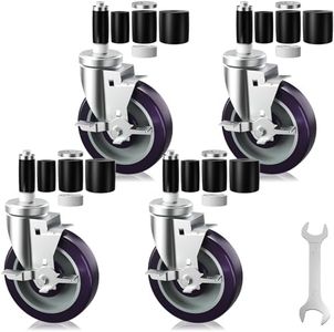 OK5STAR 5 Inch Expanding Stem Caster Wheels Set of 4 for Table Legs, Expandable Stem Caster All with Brake Fit 7/8", 1", 1-1/2" and 1-5/8" Inner Diameter Tube Leg Adapter Caster