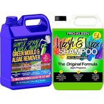 Pro-Kleen MY16 Patio Cleaner Simply Spray and Walk Away Green Mould and Algae Killer for Patios, Fencing and Decking 5 Litre Concentrate (Makes 25 litres) & 5 Litres Carnauba Wash and Wax Shampoo