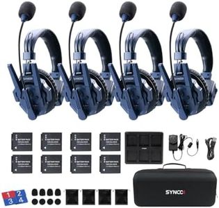 SYNCO Xtalk Master 4 Users Wireless Intercom Headset System Communication Headsets for 4 Persons, 500m Range 1640ft 2.4GHz ENC Noise Cancellation USB-C UAC Connectivity 15H Battery (XM4/4 PCS)