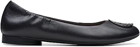 Clarks Women's Loreleigh Ave Ballet Flat, Black Leather, 8 Wide