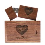 32GB Wooden USB Flash Drive & USB Box with "LOVE" & "Our Story" Engraving Design for Wedding/Bride&Groom/Parents/Photographer (Walnut, 32GB USB3.0)