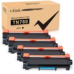 V4INK (with IC CHIP) New Compatible Brother TN730 TN760 TN-760 Black Toner Cartridge for Brother HL-L2350DW HL-L2390DW HL-L2395DW HL-L2370DW DCP-L2550DW MFC-L2710DW MFC-L2730DW MFC-L2750DW 2Pack (4 BLACK)
