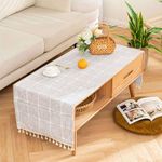 Linen Coffee Tablecloth with Pockets, Rectangular Tea Table Cloth Cover Washer Dryer Top Covers Fridge Dust Cover, Table Runner-C-60x160cm(24x63inch)