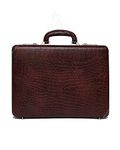 Hifly Leather Briefcase for Men - Unisex - Laptop Case - Hard Briefcase - Office Bag - Leather Accessories - 3 Digit Combo Italy Lock - Leather Suitcase - 15.6" Laptop Briefcase - Luggage Bag - Brown