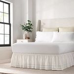 EASY FIT Eyelet Elastic Wrap Around Bed Skirt, Easy On/Off Dust Ruffle (18 Inch Drop), Queen/King, White