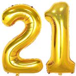 Propsicle 40 inch Birthday Foil 21 Number Helium Balloon Party Decoration Golden Pack of 2 | 21 Year No. Balloons Birthday/Anniversary | Twenty One Number