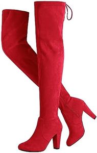 Vepose Women's Over The Knee Boots, 3.7" Inch Long Thigh High Boot, 993 - Red Suede, Size 6.5 US - High Heel with Inner Zipper (CJY993 red 06.5)