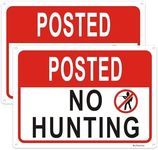 Large Posted No Hunting Warning Sign Private property, 14 x 10 Inches Rust Free Aluminum, Weather/Fade Resistant, Easy Mounting, Durable Ink 2 Pack