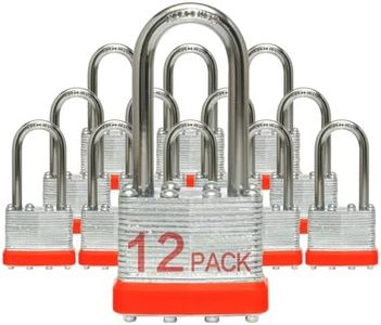 XanHen Locks Laminated Steel Keyed Padlocks Keyed Alike Locks Bulk, Long Shackle Padlocks, Pack of 12 for Hasp Latch, Sheds, Fences, Storage Locker, School, Gym