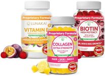 Lunakai Collagen, Vitamin E and Biotin Bundle - Non-GMO Anti Aging Supplements for Men & Women - Natural Gummy with Vitamin C & 250 mg 1000 iu VIT E - for Hair, Skin and Youthful Appearance