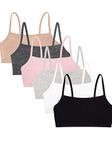 Fruit of the Loom Women's Spaghetti Strap Cotton Pullover Sports Bra Value Pack, Sand/White/Heather Grey/Black/Blushing Rose/Charcoal, 34