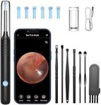 LMECHN Ear Wax Removal, Ear Cleaner with Camera, Ear Wax Removal Kit with 1080P, Ear Camera Otoscope with LED Light, Ear Cleaning Kit for iPhone, iPad, Android Phones-Black