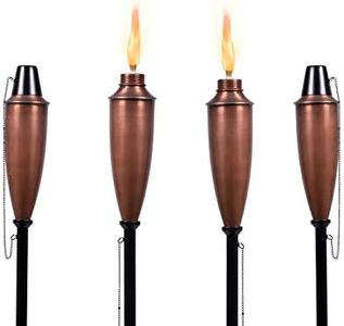 BIRDROCK Home 4 Pack Round Outdoor Torches - Bronze - Flame Light Torch - Backyard Garden Patio Lighting - Metal Lamp - Decorative Urban Lantern
