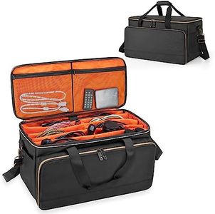 Trunab Travel DJ Cable File Bag with Detachable Divider & Padded Bottom, DJ Gig Bag with Padded Compartment for 15.6’’ Laptop, Perfect for Sound Equipment, DJ Gear, Musical Accessories-Patented Design