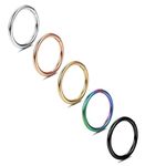 Jstyle 5Pcs 316L Surgical Steel Septum Rings Nose Rings Hoop 16G 18G 20G Hinged Clicker Hoop Nose Rings for Women Men Cartilage Hoop Earring Lip Helix Rook Tragus Conch Septum Nose Piercing Jewelry,