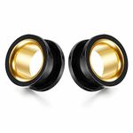 POBAISITER 2PCS Stainless Steel Screw Ear Gauges Tunnels Hollow Double Flare Black Gold For Man For Woman Body Piercing Jewelry 6mm-30mm Stretcher, 19mm(3/4”), Metal, sandstone