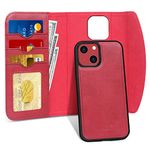 FYY Designed for iPhone 13 5G Case, [Support Magsafe Charging] 2-in-1 Magnetic Detachable Wallet Phone Case with Card Holder Protective Cover for iPhone 13 5G 6.1'' Red