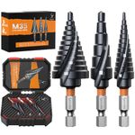 3PCS Premium HSS & Cobalt Spiral Step Drill Bit Sets, TiAlN Coated for Superior Durability, Cone Drill Bit for Sheet Metal, Stainless Steel, Aluminum, Wood, Plastic and DIY Projects