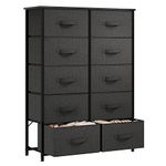 YITAHOME Chest of Drawers, Non-Woven Fabric 10-Drawer Storage Organizer Unit for Bedroom Living Room Closet, Sturdy Steel Frame, Easy Pull Fabric Bins & Wooden Top, Fabric Dresser