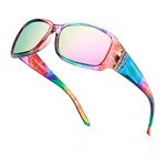 LVIOE Polarized Rhinestone Inspired Designer Sunglasses for Women Trendy Rectangle UV400 Shade CLS907