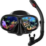Nearsighted Snorkel Gear, Dry Snorkel Set for Adult Youth, Short-sighted Anti Fog Diving Mask & Full Dry Top Silicone Snorkel for Scuba Diving, Snorkeling, Freediving