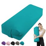 TokSay Yoga Bolster Pillow, Meditation Pillow with Velvet Cover Washable, Filling with Buckwheat, Rectangular Meditation Cushion Used for Restorative Yoga (Green)