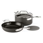 All-Clad Essentials Hard Anodized Nonstick Fry & Sauce Pan Set 10.5 Inch , 4 Quart Oven Broiler Safe 500F Pots and Pans, Cookware Black