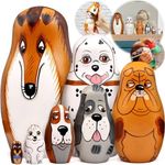 Dog Nesting Dolls Set of 7 Pieces - Matryoshka Toy Dog Lover Gifts – Russian Wooden Nesting Dolls for Kids - Pets Puppy Dog Figurines Made in Russia