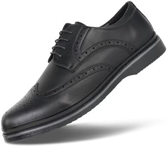 Hawkwell Men's Plus Size Wingtip Brogue Oxfords Dress Shoes US Size 13 14 15 16 17, Black PU, 14 M US