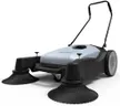 Dapper Supply Walk-Behind Outdoor Hand Push Floor Sweeper - 10.5 Gallon Capacity - 36" Sweeping Width - Sweeps up to 39,500 ft/Hour, Grey