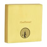 Kwikset Downtown, Deadbolt Door Lock, Single Cylinder, Square Low Profile with SmartKey Re-key Security, Satin Brass