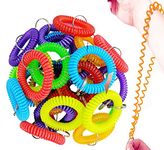 JKberelli 40PCS Wrist Coil，Multicolor Plastic Stretchable Spiral Bracelet，Wrist Band Key Ring Key Chain Wrist Keychain for Office,Shopping Mall,Workshop,Gym，Sauna, Outdoor Sport