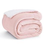 Bedsure Sherpa Fleece Throw Blanket - Thick and Warm, Fluffy Microfiber Solid & Soft Blankets for Bed and Couch Double/Twin Size, Pink, 150x200cm