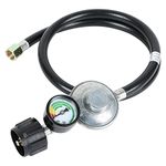 ATKKE 3ft Propane Hose Regulator with Gauge, Universal Gas Grill Regulator and Hose for Weber, Charbroil, Nexgrill, Cuisinart Grill, Patio Heater and Fire Pit, Low Pressure 3/8 Female Flare Nut