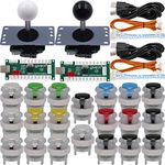 SJ@JX Arcade Game 2 Player Controller DIY Kit Microswitch Button 4&8 Way Joystick Zero Delay USB Encoder Fighting Stick Handles Console for PC MAME Raspberry Pi Retropie