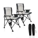 Superrella Portable Outdoor Folding Camping Chairs 2 Pack Heavy Duty Camp Chairs with Storage Bag for Outside Activities, Beige Grey