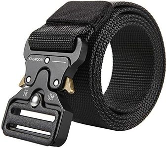 Men's Tactical Belt Heavy Duty Webbing Belt Adjustable Military Style Nylon Belts (Waist:42"-46", Black2)