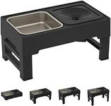 Elevated Dog Bowls for Large Dogs, Adjustable 4 Heights Raised Dog Bowl Stand with 2 Stainless Steel Dog Food Bowls, Anti Slip No Spill Dog Water Bowl for Small Medium Large Dogs & Pets, Black