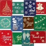 24 Pack Christmas Foil Thank You Cards and Envelopes Blank Inside Christmas Greeting Note Cards Party Supply