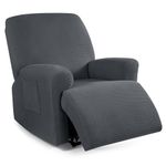 TAOCOCO Recliner Cover 4-Pieces, Recliner Stretch Sofa Slipcover Recliner Cover 1 Seat Couch Protector Soft Furniture Protector Covers with Elastic Chair Covers Jacquard Pattern, Charcoal Grey