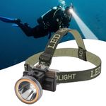 Venlon Rechargeable Diving Headlamp, IPX8 Waterproof Underwater Flashlight, 4 Modes with Battery Level Indicator,10H Runtime Scuba Dive Light with Battery & USB Charger Cable (Mode 301 White Light)