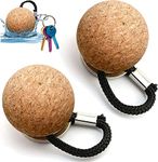 2 Pcs Floating Cork Keyrings, 53mm Floatable Wooden Ball Key Chain Water Buoyant Key Ring Lightweight Water Sports Accessories for Swimming Diving Fishing Canoeing Sailing Kayaking Marine Boat