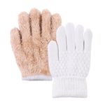 Pesaat Kids Winter Gloves Fleece Warm Toddler Boy Knitted Glove Children Girl Ski Gloves 3-12 Years (White, 3-6 Years)