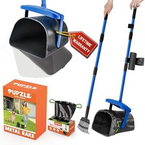 Pupzle Dog Pooper Scooper with Bag Attachment, 40" Long Handle Pooper Scooper for Large Dogs, Dog Poop Scoop for Yard, Large Capacity Swivel Bin and Rake with 25 Refill Bags for Dogs