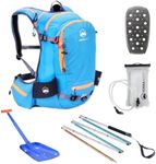 TerraWest Core Avalanche Kit,Ski Backpack including Recco & Removable Back Protector, Hydration Bladder, Avalanche Shovel, Avalanche Probe, Backcountry Skiing, Snowboarding, Snowmobiling (Blue), Blue,