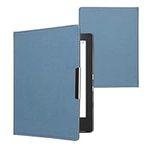 kwmobile Cover Compatible with Kobo Aura H2O Edition 1 - Case for E-Reader - Denim Look Fabric Flip Case - Blue