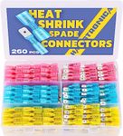 haisstronica 260PCS Heat Shrink Spade Connectors-Electrical Spade Wire Connectors-Quick Disconnect Connectors -Female and Male Spade Terminals for Watercraft,Electronics,Automotive Crimp Connectors