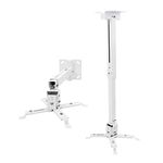 Alexvyan Heavy Duty 3 Feet Foot (24 inch to 36 inch) Adjustable Projector Ceiling and Wall Mount Kit Bracket Stand with Tilt Option- White (Weight Capacity - 15kgs - 3 Feet)