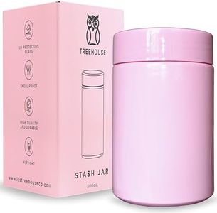Stash Jar Smell Proof Container (500mL) for Herbs, Spices, Coffee, Teas & More, Double Sealed Air Tight Jar, Thick UV Protection Glass, Smell Proof Herb Storage, x2 Resealable Smell Proof Bags (Pink)