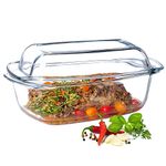 KADAX Glass Casserole Dish, 5.1 L, Rectangular Roasting Dish with Lid and Handles, Casserole Dish Made of Heat-Resistant Glass, Oven Dish for Meat, Lasagne